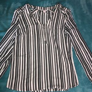 Black and white vertical striped blouse